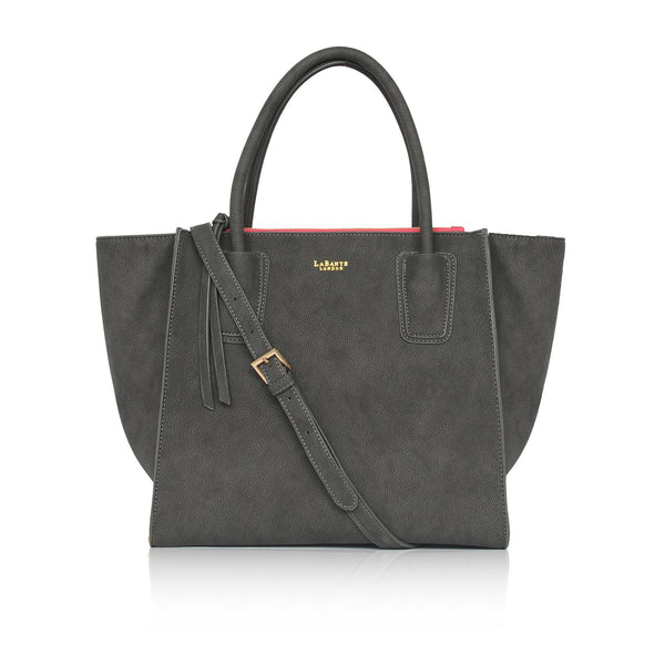 Grey - Demi Winged Faux Leather Bag